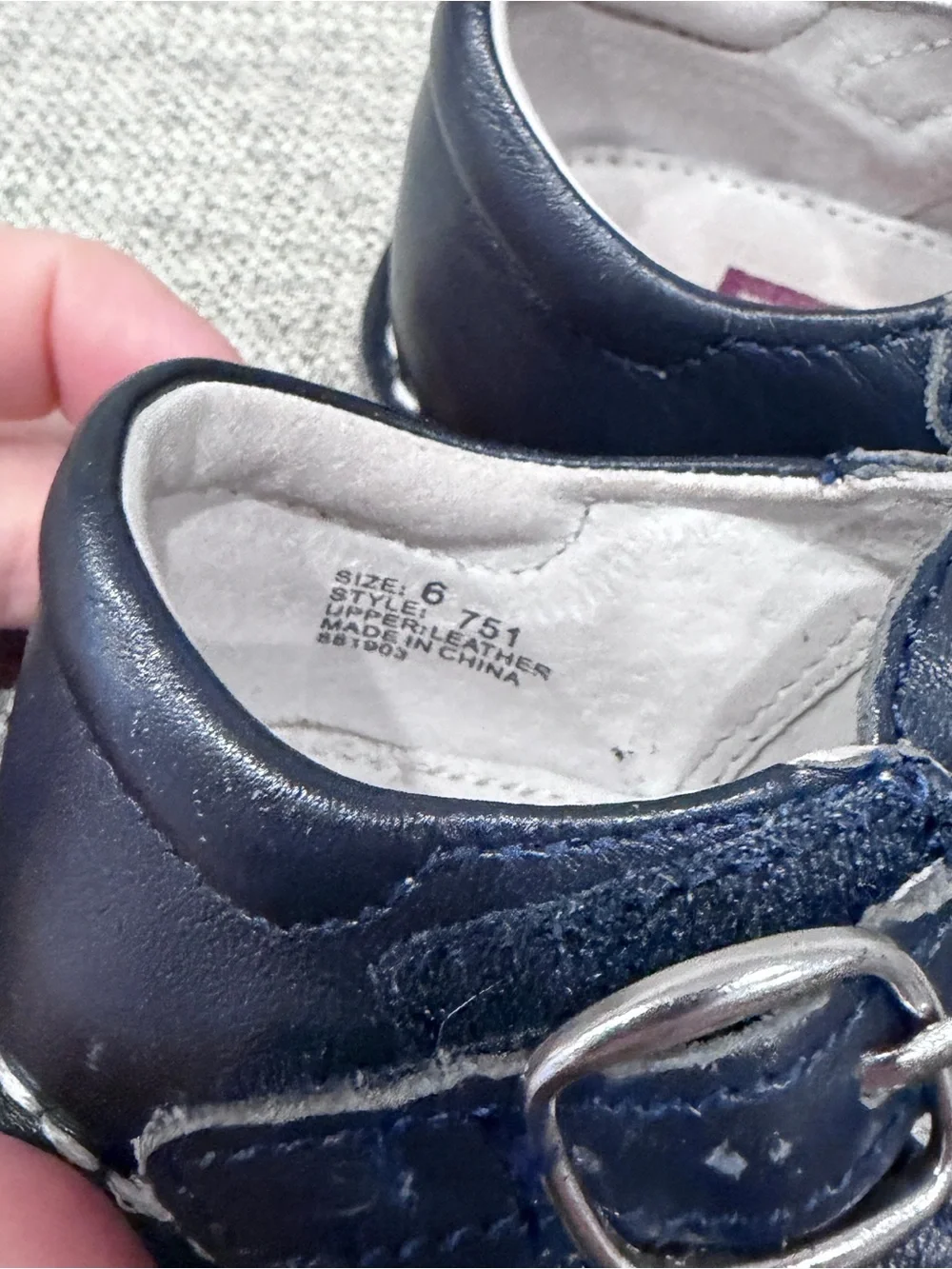 L'Amour Navy T-Strap Mary Jane Kids Shoes